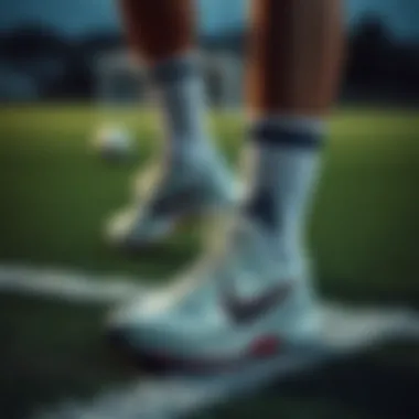 An athlete showcasing the performance of soccer shoes on the field