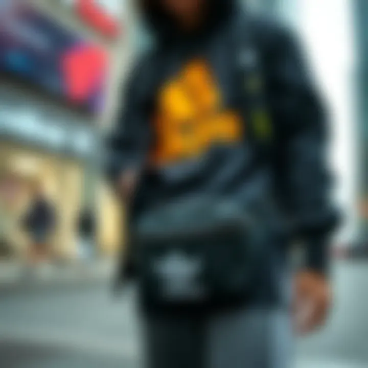 Adidas fanny pack in an urban setting