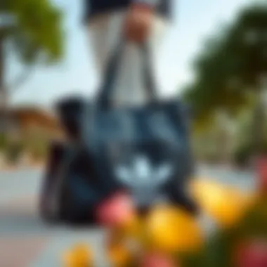 Adidas bag being used in a stylish outdoor setting