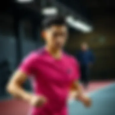 Athlete in Action Athlete wearing Adidas pink t-shirt during workout