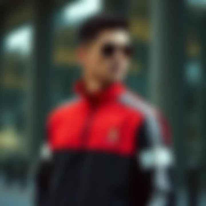 Stylish individual wearing Adidas Porsche Design tracksuit