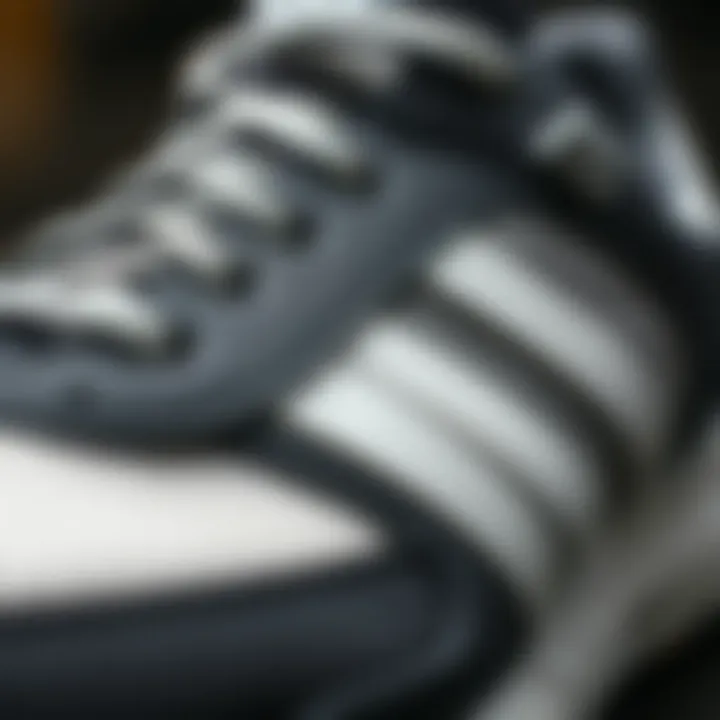 Close-up of Adidas sneaker design elements