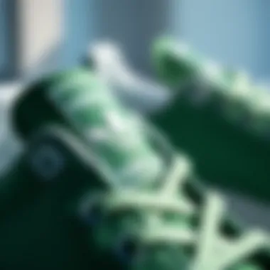 Close-up of the materials used in Adidas Stan Smith green.