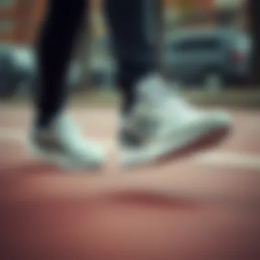 A dynamic shot of Adidas ZX shoes in action during a performance sport activity.