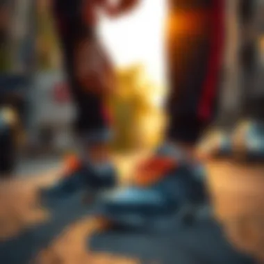 User interacting with AMG shoes in a lifestyle scenario