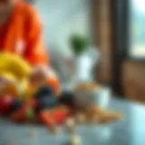 Healthy snack options featuring fruits and nuts