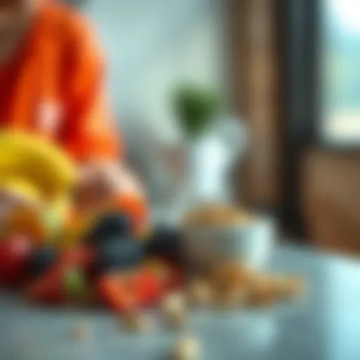 Healthy snack options featuring fruits and nuts