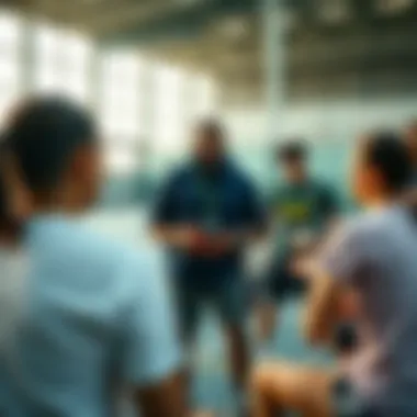 Group of athletes discussing their experience with Asics footwear