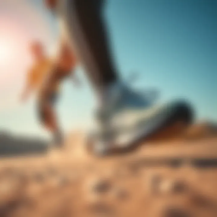 Dynamic action shot of volleyball footwear in use