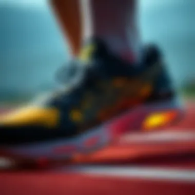 Close-up view highlighting the technology of Asics volleyball shoes