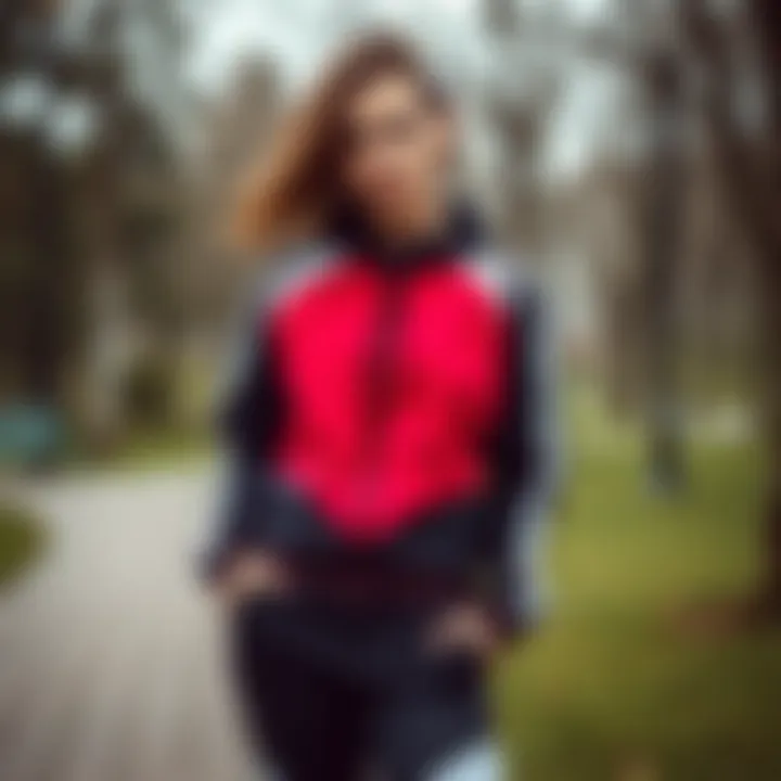 Athletic woman modeling a trendy tracksuit in a park