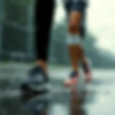 Athletes wearing waterproof shoes during wet weather conditions