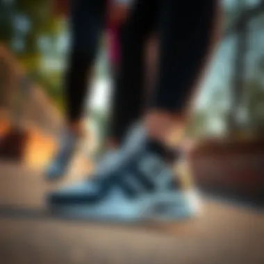 Dynamic lifestyle image featuring active women wearing stylish sneakers