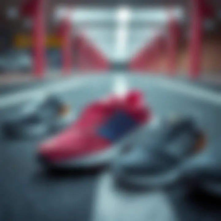 Showcasing various styles of women's sports shoes for different activities