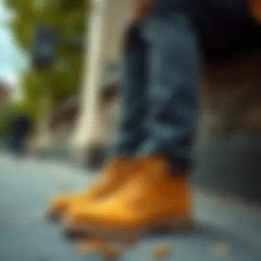 Fashionable outfit paired with Timberland shoes