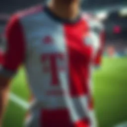 A close-up view of Bayern Munich's new 2024 season jersey showcasing innovative design elements.