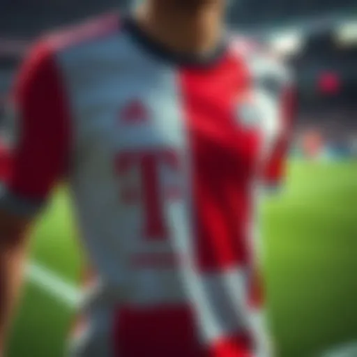 A close-up view of Bayern Munich's new 2024 season jersey showcasing innovative design elements.