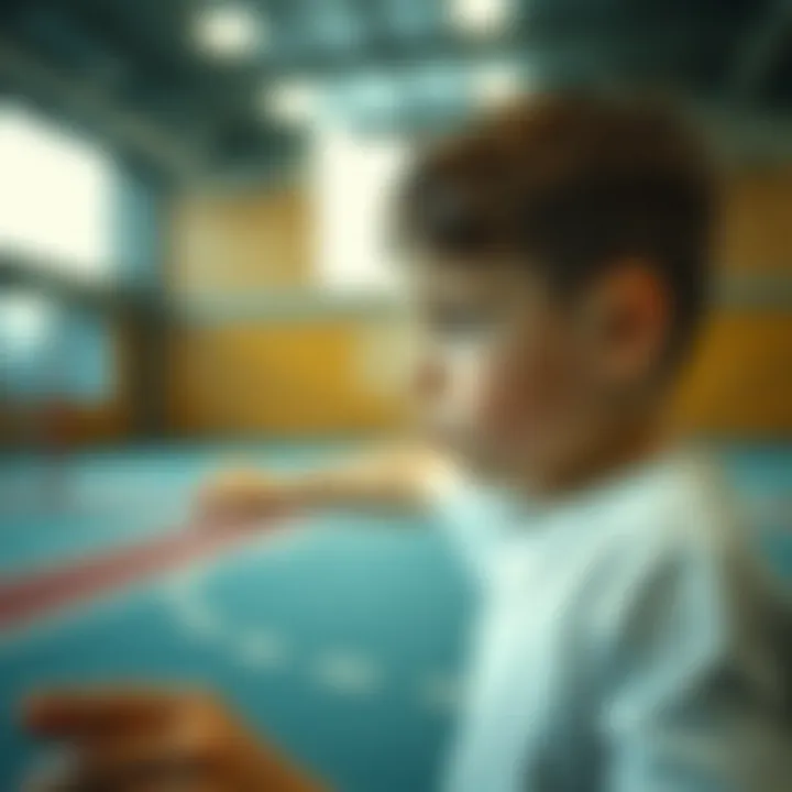 Child practicing a sport with focus and determination