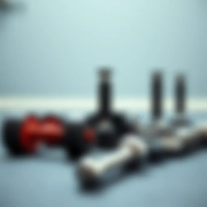 Comparing Dumbbell Weights and Uses Dumbbells arranged by weight categories for comparison