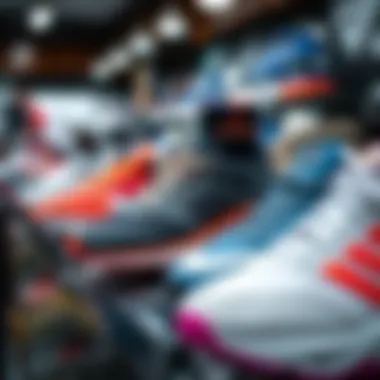 Stylish athletic footwear on display