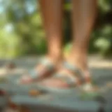 Stylish sandals in a natural outdoor setting