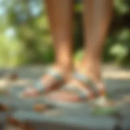 Stylish sandals in a natural outdoor setting