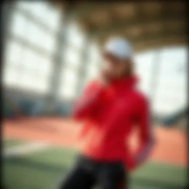 Fashionable sporty outfit ensemble featuring long sleeves