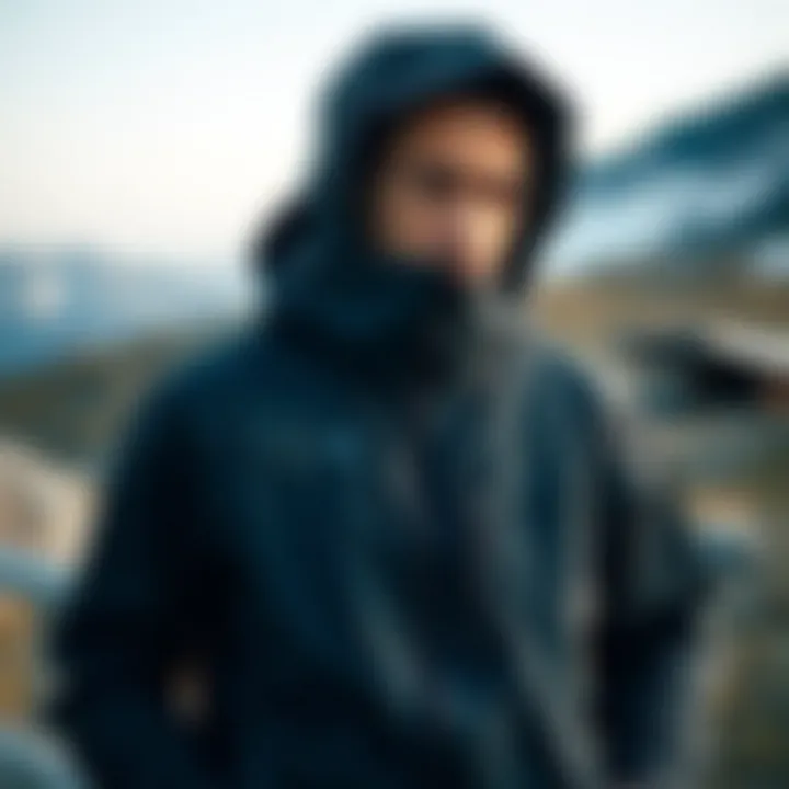 Functional features of a three-in-one jacket in outdoor setting