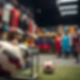 Football gear displayed in a retail environment