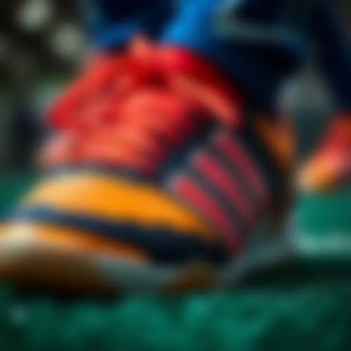 Close-up of high-quality synthetic materials used in indoor football shoes