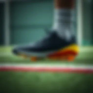 Illustration highlighting the performance features of indoor football shoes