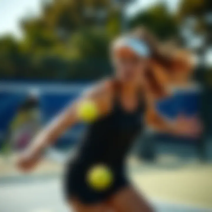 A dynamic tennis match showcasing a female athlete in action