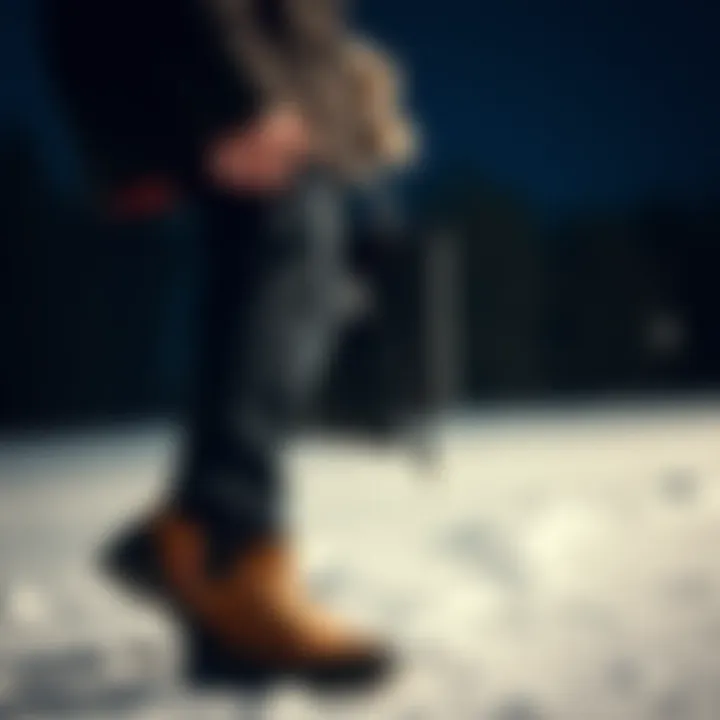 Fashionable winter outfit complemented by boots