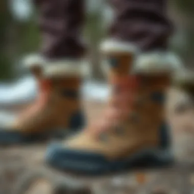 Close-up of Merrell snow boots showcasing material quality