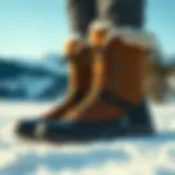 Stylish Merrell snow boots on a snowy landscape