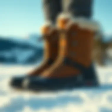 Stylish Merrell snow boots on a snowy landscape