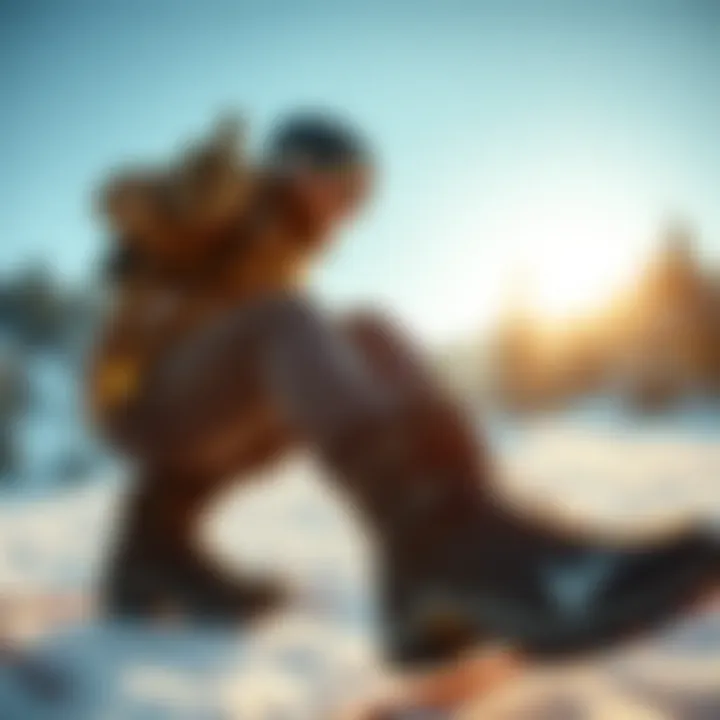 Person enjoying winter sports while wearing Merrell boots