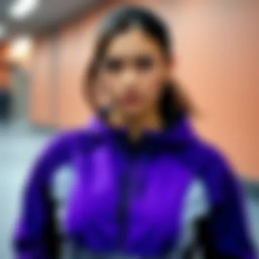 Dynamic Purple and Black Sportswear A stylish sports outfit showcasing the combination of purple and black