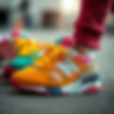 Colorful New Balance children's shoes showcasing design and comfort