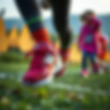 Active children wearing New Balance shoes during outdoor activities