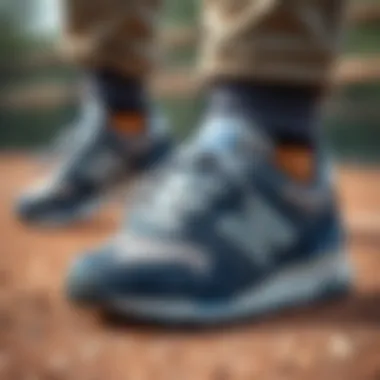 Close-up view of New Balance shoe features emphasizing support and durability