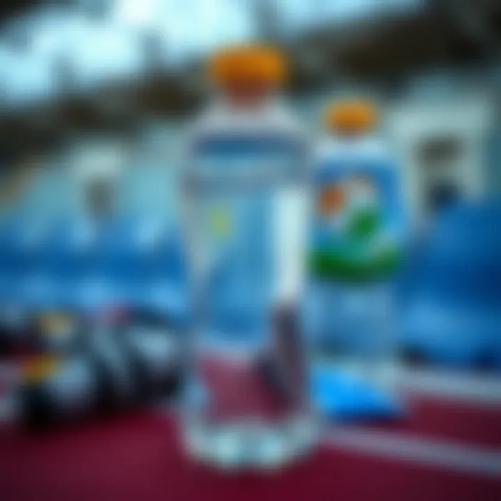 A hydration reminder with water and electrolyte drinks