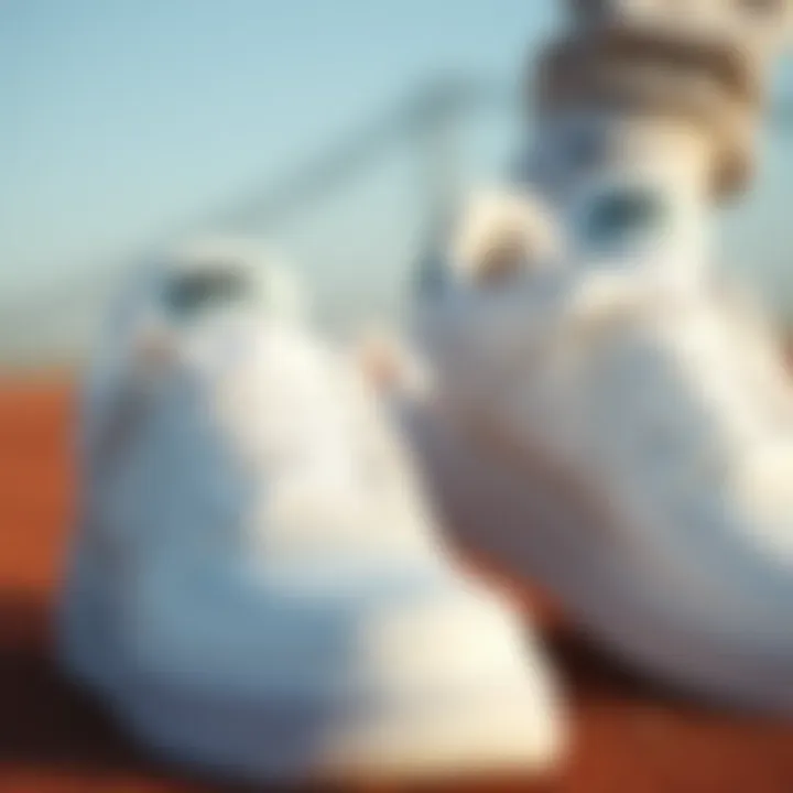 Close-up view of Nike Air white sneakers showcasing comfort and style features