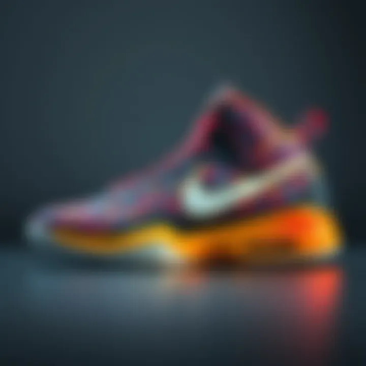A stylish Nike basketball shoe design showcasing vibrant colors and patterns.
