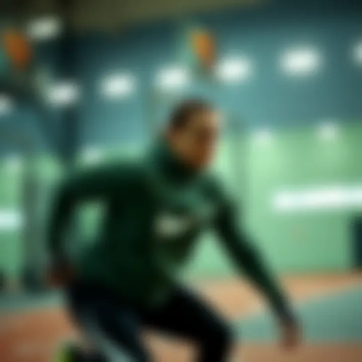 Dynamic workout scene featuring Nike Green Tech apparel