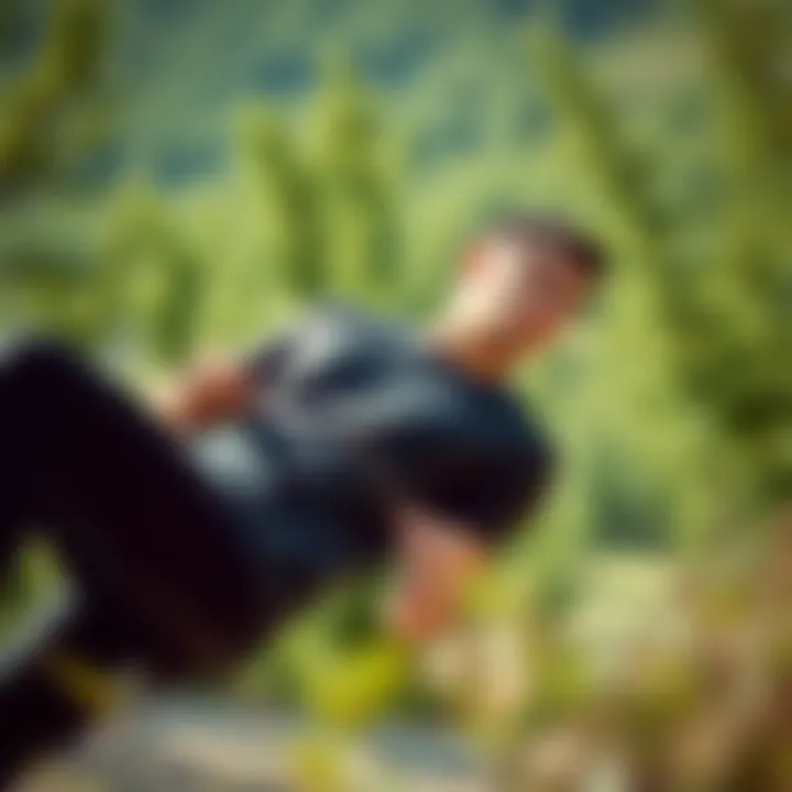 Stylish athletic wear in a natural outdoor setting