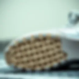 Close-up of Nike Waffle One shoe detailing its unique sole pattern