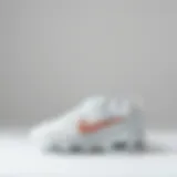 Stylish white ankle shoes on a minimalist background