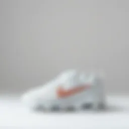 Stylish white ankle shoes on a minimalist background
