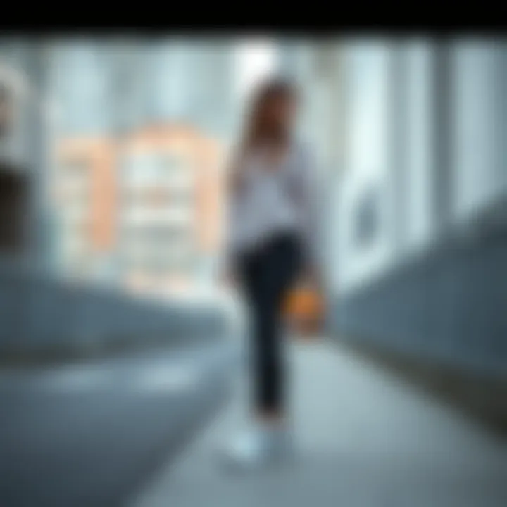 Woman in sporty attire wearing Nike ankle shoes in an urban setting